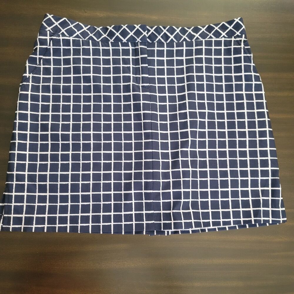 IZOD Womens Golf Swing Flex Comfort Skort Navy Blue Grid Size 12